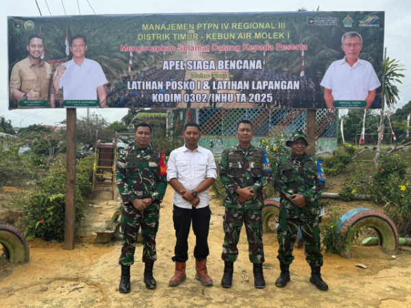 PTPN IV PalmCo memperkuat mitigasi Karhutla 2026 melalui kolaborasi strategis bersama TNI dan Polri dengan dukungan teknologi digital ARFINA untuk deteksi dini hotspot secara real-time. (Foto./Dok.PTPN4).