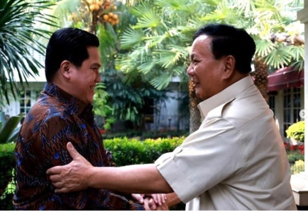 Menteri BUMN Erick Thohir saat bertemu Ketua Umum Gerindra Prabowo Subianto