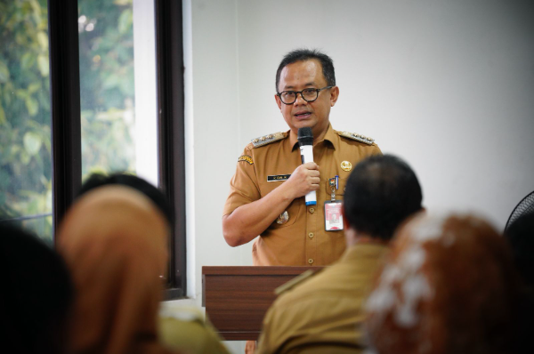 Pj. Wali Kota Bekasi, Gani Muhamad, saat Siluturahmi Pamitan di Kantor Kecamatan Bekasi Utara, Selasa (11/2/2025)