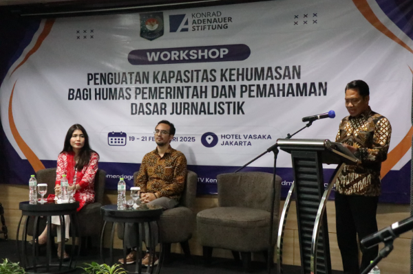 Acara Workshop Penguatan Kapasitas Humas Bagi Humas Pemerintah dan Pemahaman Dasar Jurnalistik, yang digelar BPSDM Kemendagri, Rabu (19/2/2025).