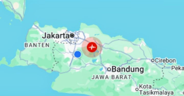 Gempa bumi Bekasi 4,9 Magnitude Rabu malam, 20 Agustus 2025 pukul 19.54 WIB.