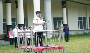 Bupati Palas Pimpin Apel Gabungan Perdana ASN Dan Non ASN Pasca Libur Idul Fitri 1446 H