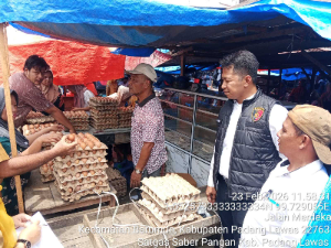 Satreskrim Polres Palas dan Satgas Saber Ketapang Pastikan Harga Pangan di Pasar Sibuhuan Sesuai HET Jelang Ramadan